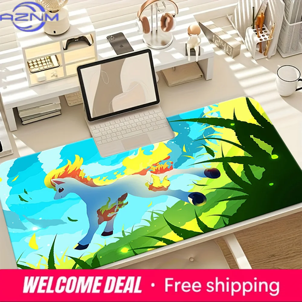 Rapidash Fire & Grass Gaming Desk Mat Non-Slip Washable view 3