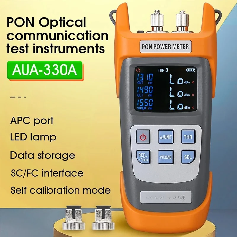 

AUA-330A/U APC/UPC Port (optional) Handheld Fiber Optical PON Power Meter with LED Light FTTX/ONT/OLT 1310/1490/1550nm