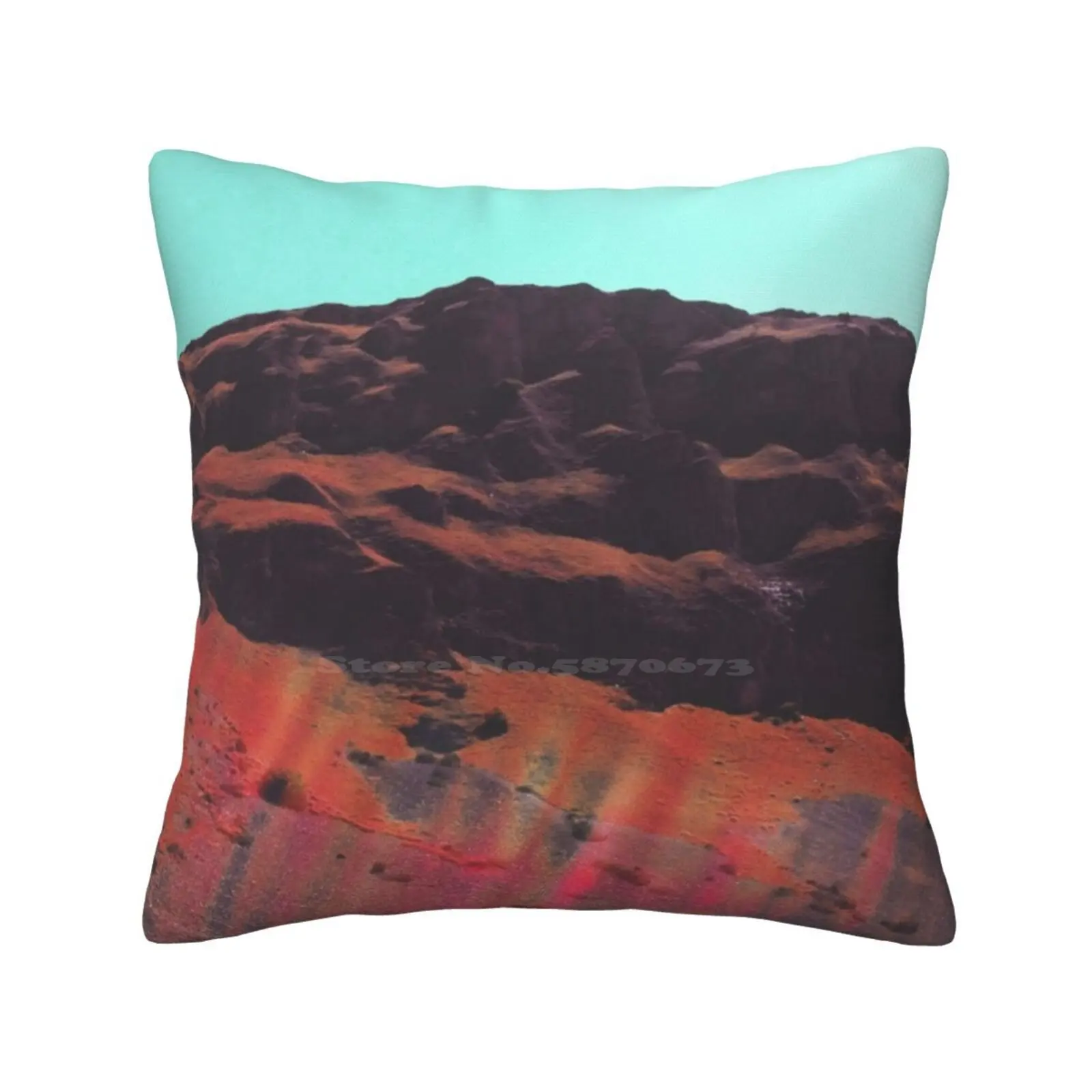 Rainbow Mountain-Brod , Kosovo Bedroom Office Hug Pillowcase Stylized Colors Colorful Mountains Vibrant Rainbows Saturated