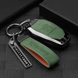 Suede Zinc Alloy Car Key Case Cover Shell Holder Protection Fob For Peugeot 308 408 508 2008 3008 4008 5008 Keychain Accessories