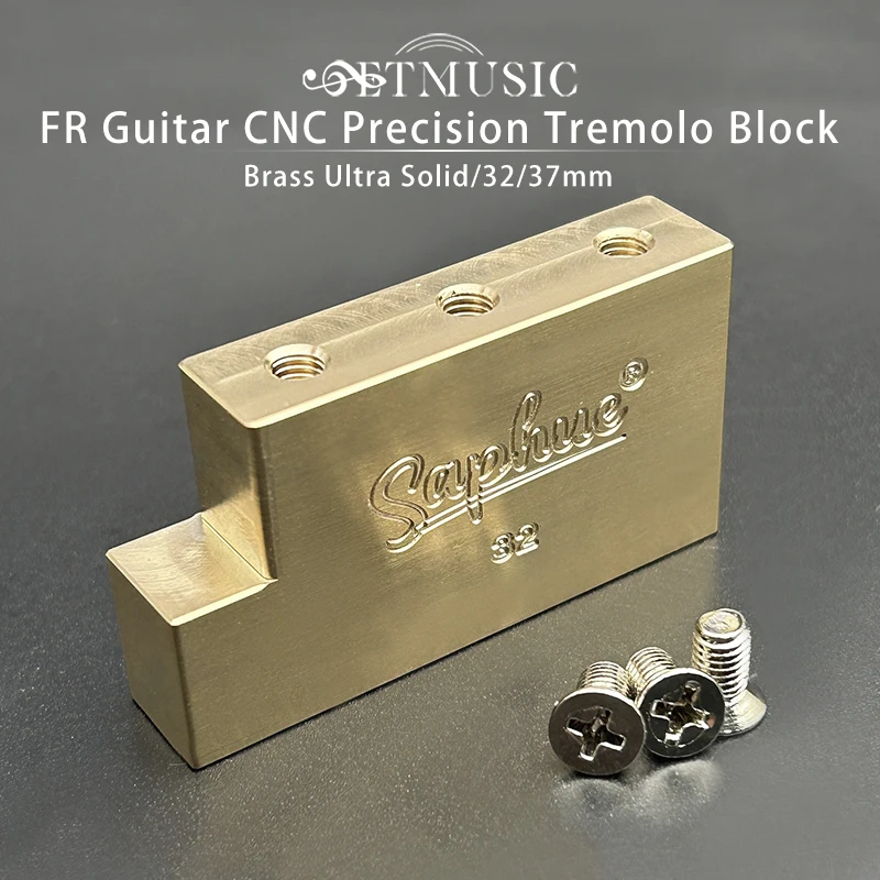 SAPHUE CNC precisely machined Ultra Solid 32mm Fat Brass L Shape Tremolo Block for FR Locking Tremolo Bridge Electric Guitar