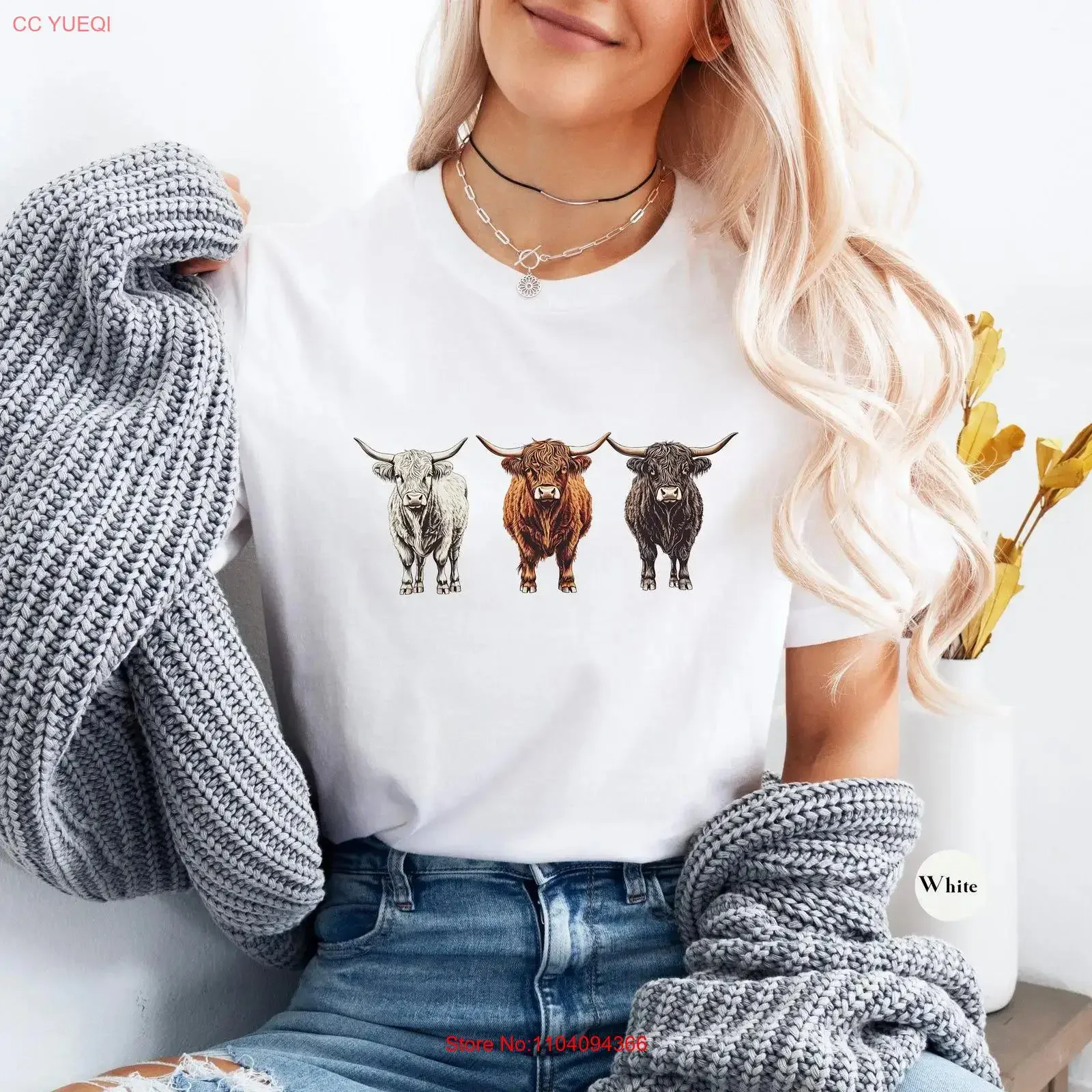 Highland Cows T Shirt Western Country Cow s Lover SweaT vintage Washed graphic Stretched streetwear Slightly Soft fashion