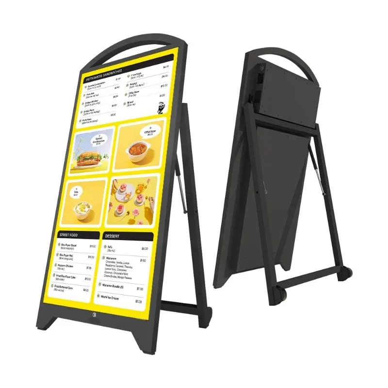 Standalone P2.5mm LED Battery Poster Kiosk Foldable Portable Advertising Battery Powered Digital Signage Poster Screen