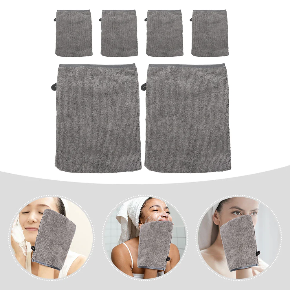 6 Pcs Bath Gloves Fiber Makeup Remover Face Accessory Household Facial Cleaning Grooming