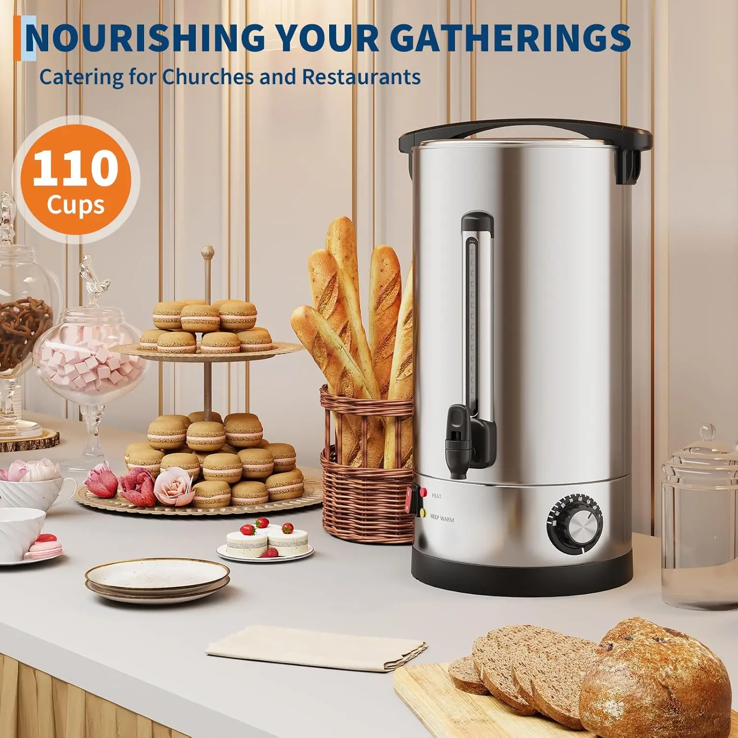 10L/16L Large Stainless Steel Coffee Dispenser Commercial Double Wall Insulation Urn With Leak-Proof Faucet For Party Buffet