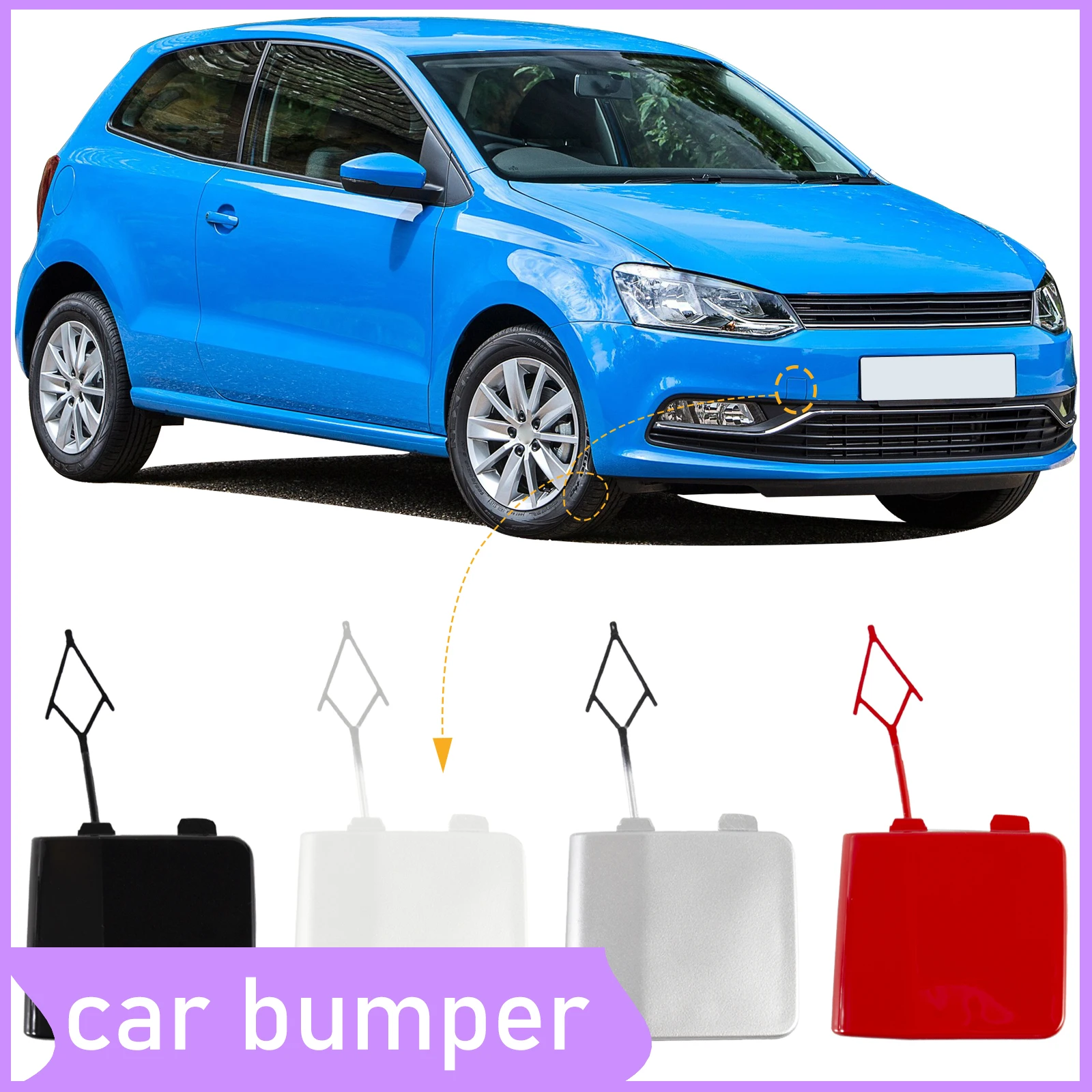 

Front Bumper Tow Hook Cap Towing Eye Cover For VW POLO 2014-2017 6C0807241 6RD807241 Car Accessories