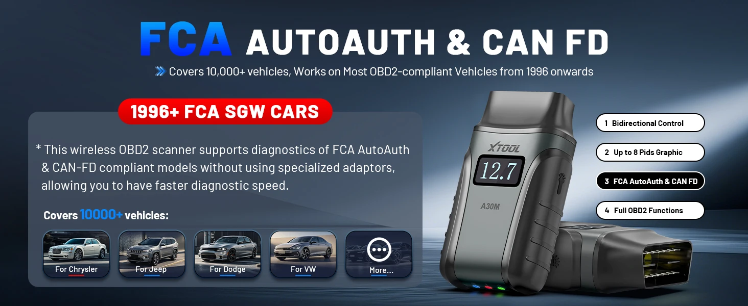 XTOOL A30M V2.0 Bluetooth Mini OBD2-Scanner mit Android-/iOS-App, lebenslange kostenlose Updates, CANFD, FCA Autoauth, 26+ Reset-Funktionen, A30 M, kabelloser Codeleser, bidirektionales Scan-Tool, keine Abonnementgebühren – Detail 7