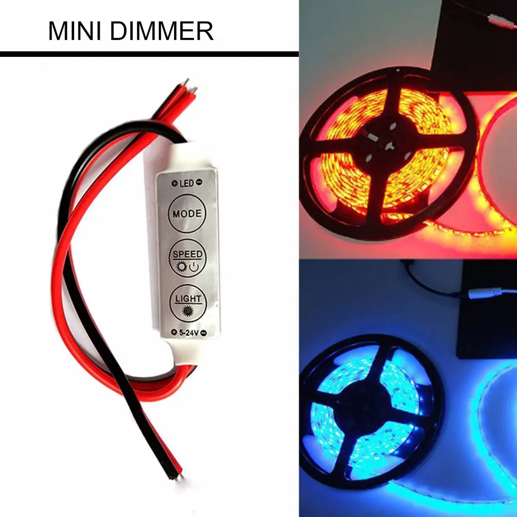 Regulador de intensidad de luz LED, minicontrolador remoto de 5V, 12a para tiras de luz Led de un solo Color, atenuador de brillo, 5050/3528