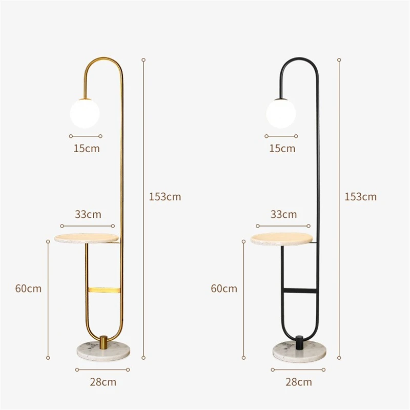 Imagem -06 - Nordic Led Floor Lamp para Home Decor Ouro Preto Mesa Redonda Lâmpada em pé Sala de Estar Sofá Luzes de Mármore Mesa de Chá