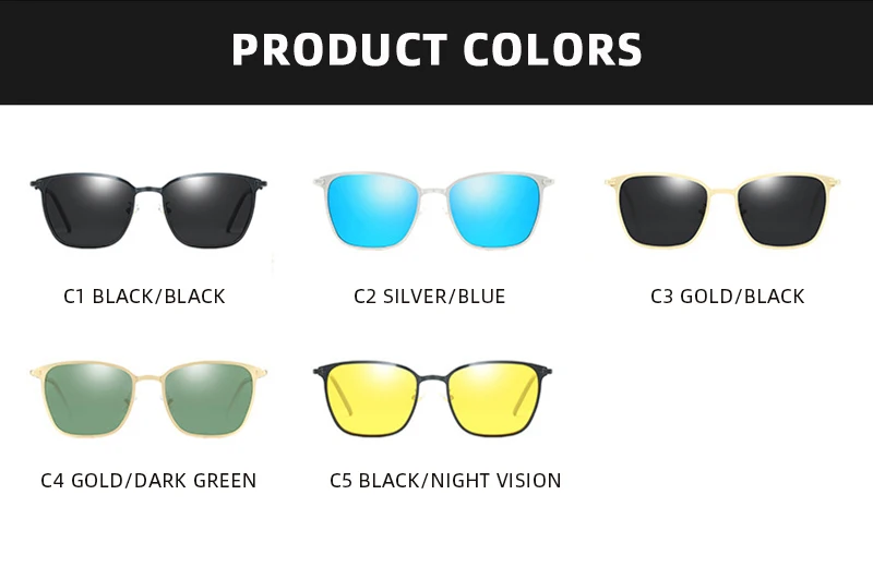 Klassische Quadratische Polarisierte Sonnenbrille Männer Luxus Metall Rechteck Sonnenbrille Männlich Vintage Nachtsicht Driving Shades UV400 – Detail 5