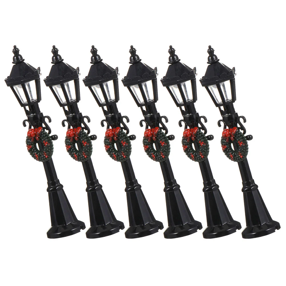 6 Pcs Christmas Street Light Model Decor Decorative Outdoor Abs Lantern Lamp Small