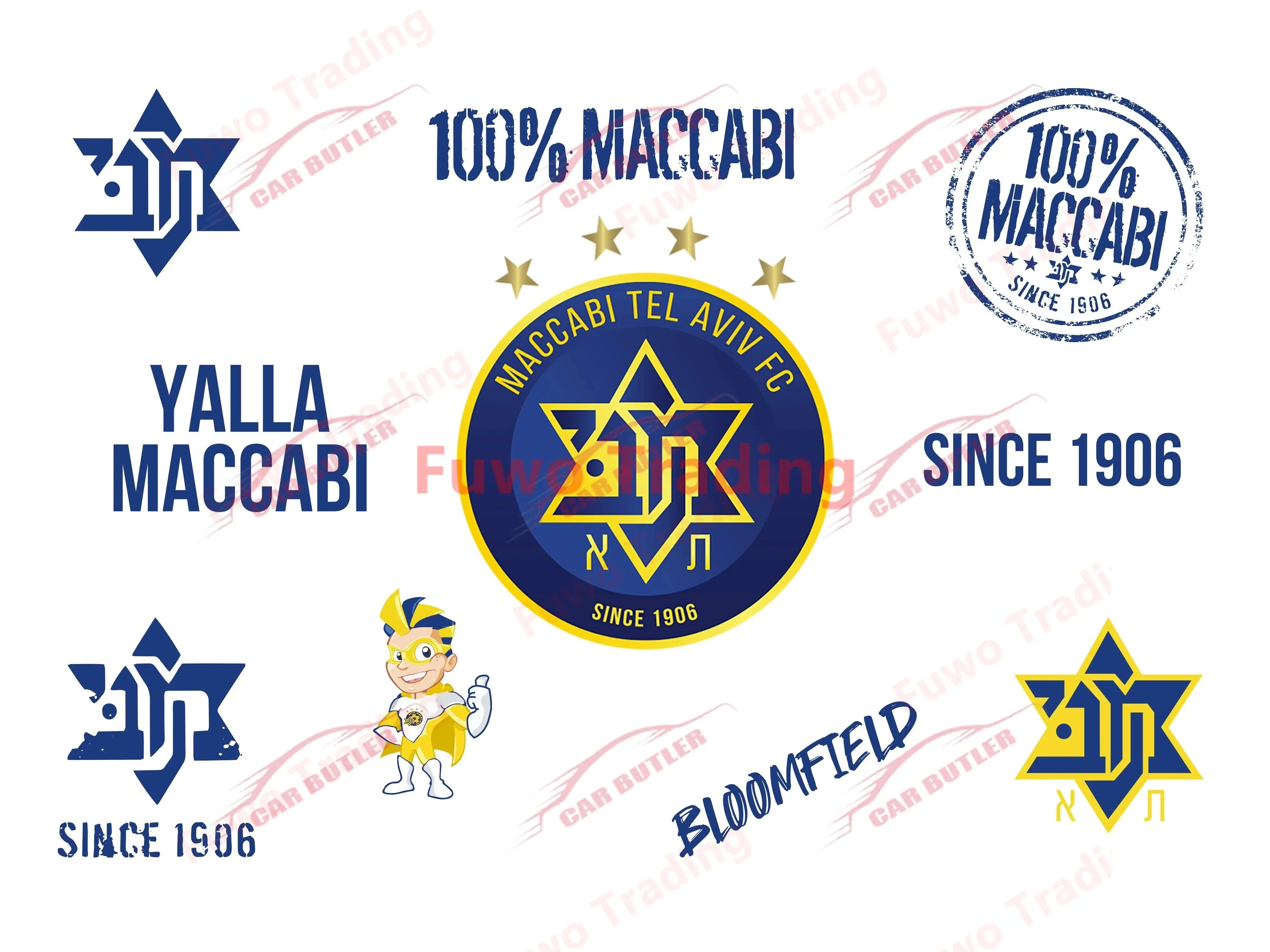 Bestselling MTA Stickers Maccabi Tel Aviv Israel Car and Motorcycle Stickers Personalized Waterproof and Sunscreen Car Decor