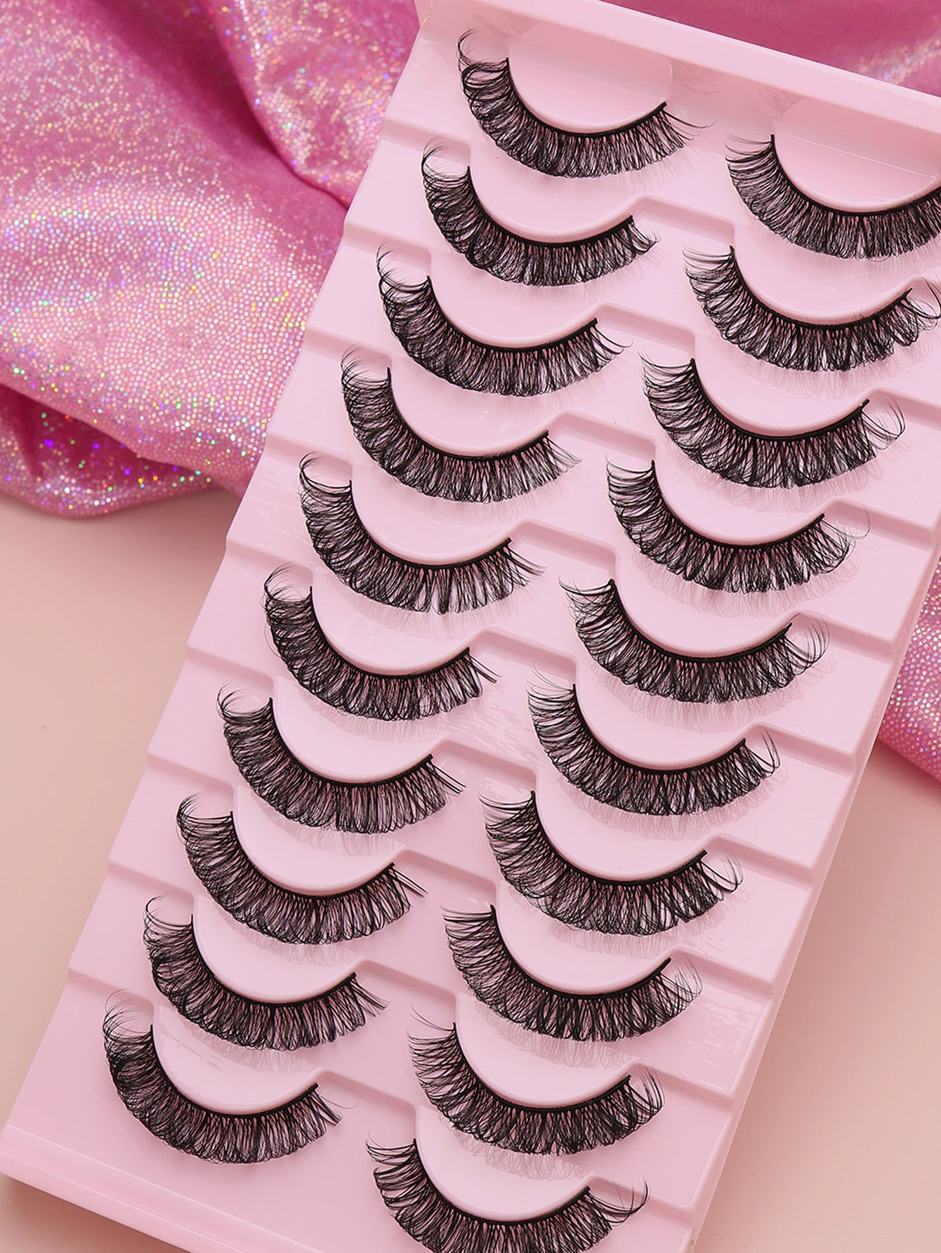 10 pairs DD curl Eye tail elongated design  false eyelashes, natural fairy ufeather fans, fish tail grafting, cross wedding