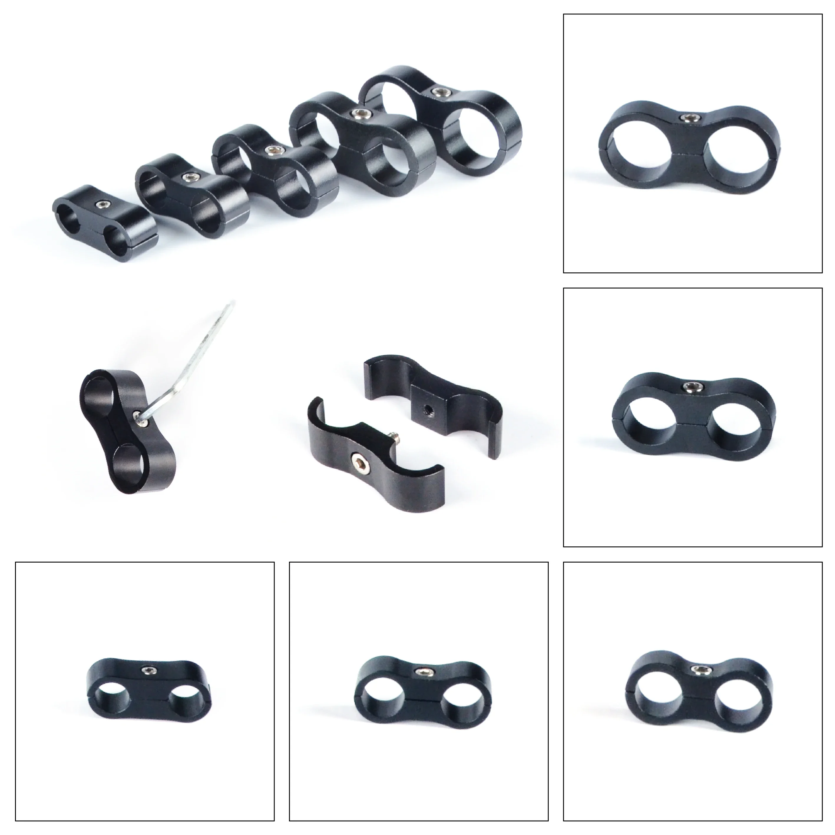 AN4/AN6/AN8/AN10 Universal Hose Separator Clamp - 1PC Billet Aluminum Oil/Fuel/Water Tube Divider