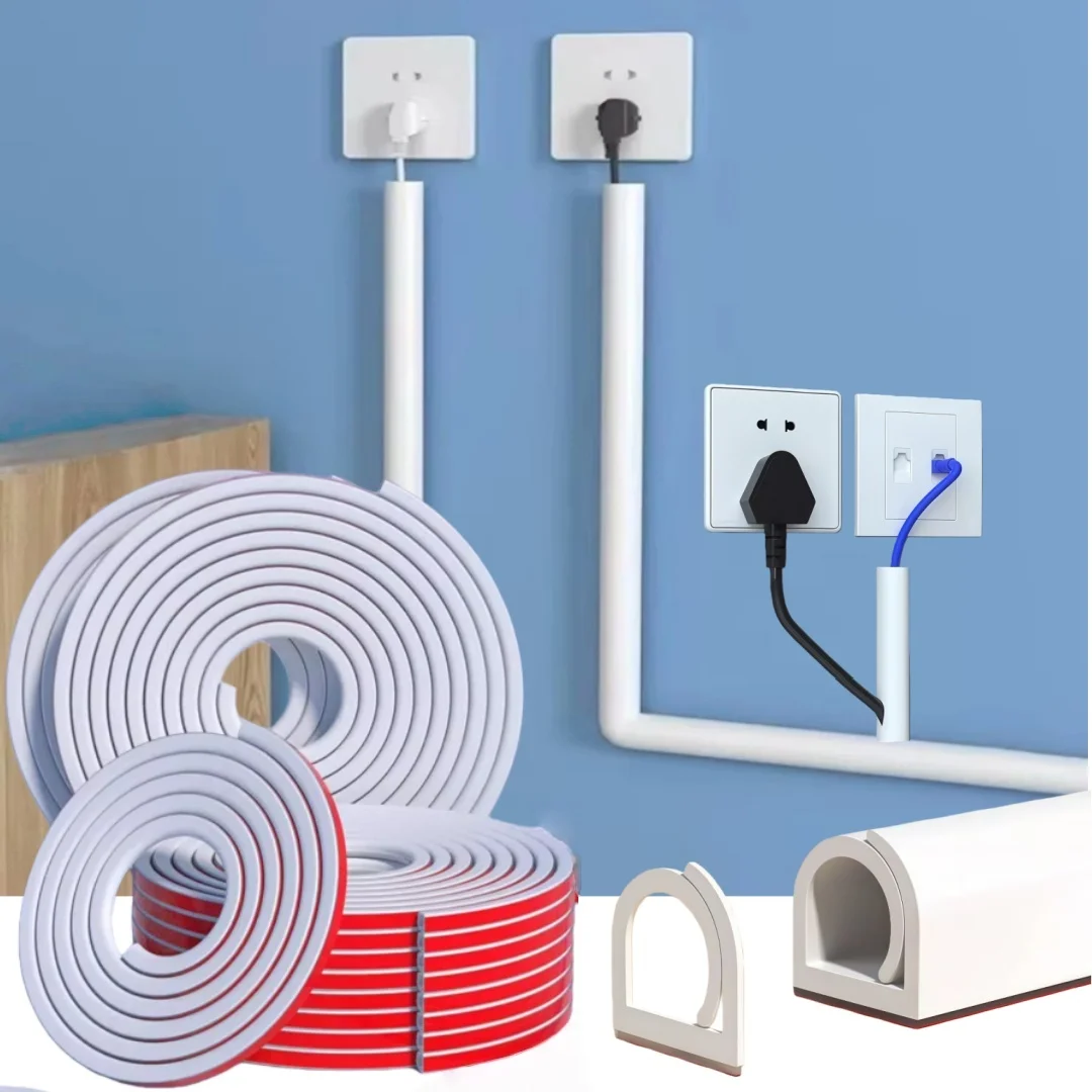 1PC  Bond Cord Covers for Wires on Floor Self-Adhesive Rubber Cable Hider Floor Strips，Cable Management Wire Covers for Floor，Lo