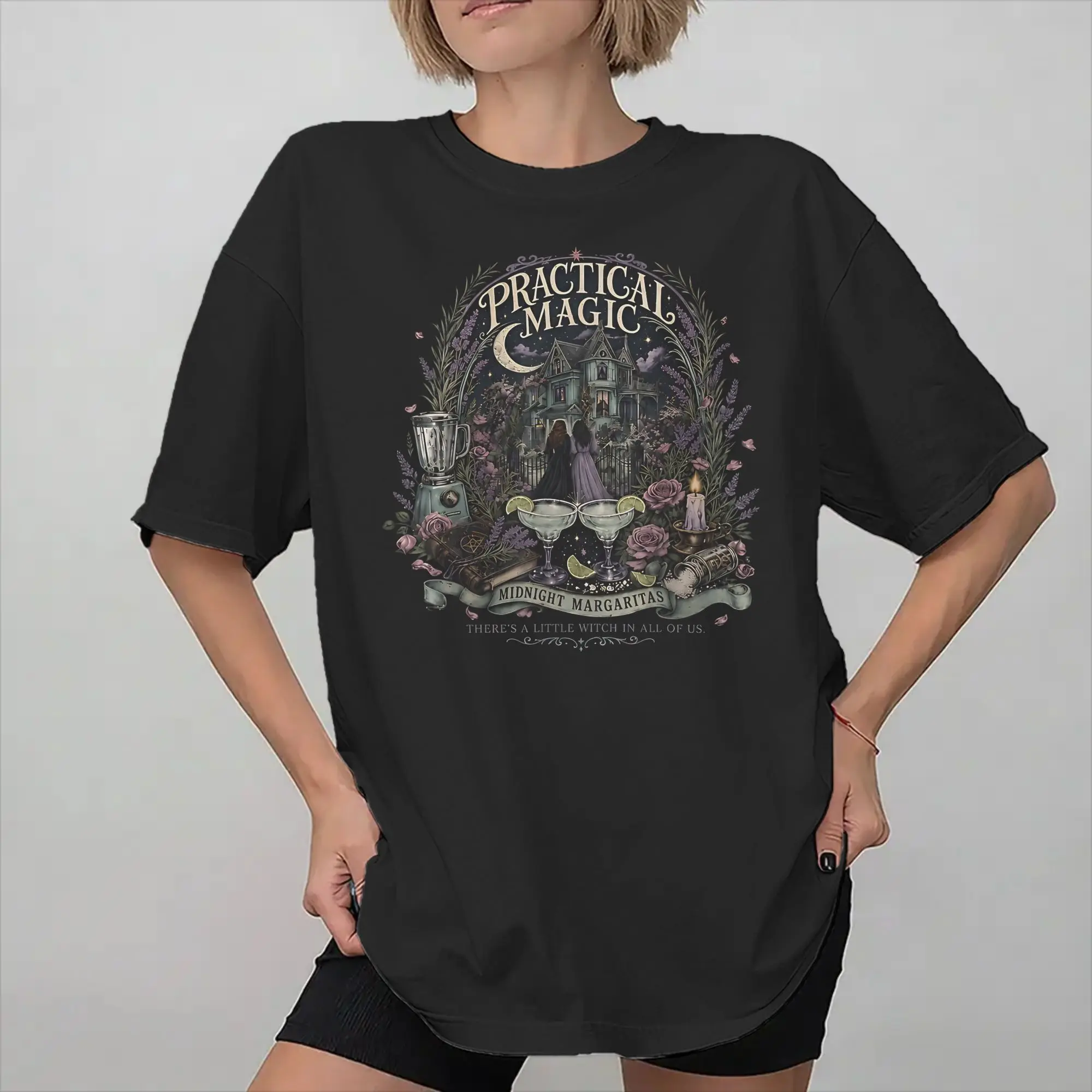 Fashion Practical Magic Midnight Margaritas Witchcraft Witchy Gothic T Shirt For Unisex  Cotton T-shirts Short Sleeve Clothing