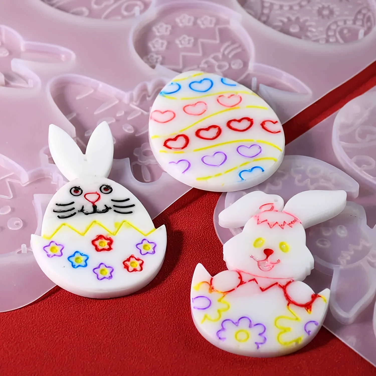 A Design Featuring 8 Upright Easter Egg Bunny Full-Page Pendant Decorations, Perfect for Handmade Crafts Lovers, Using a Resin Silicone Drop Glue Mold