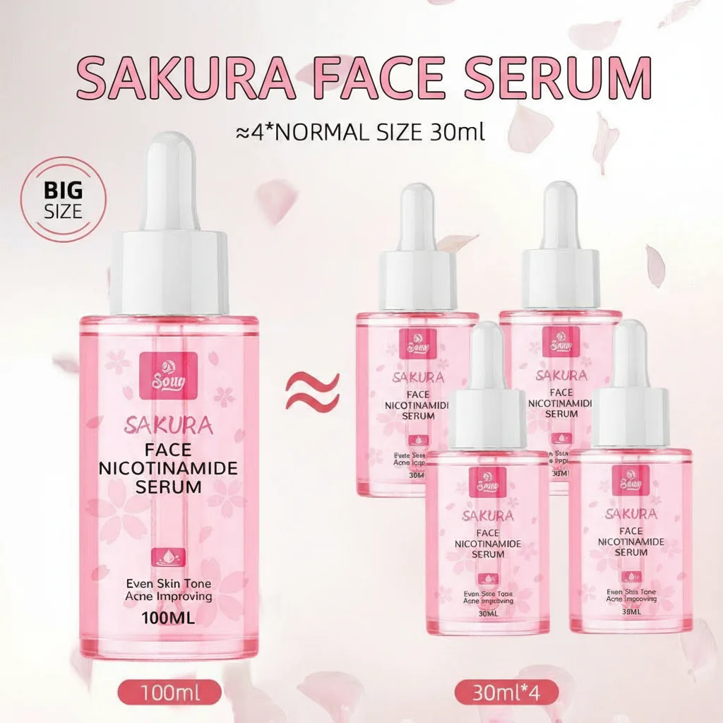

Sakura & Niacinamide Face Serum Brightening & Moisturizing Hydrating Essence to Fade Fine Lines For Women Skincare 50ml/100ml