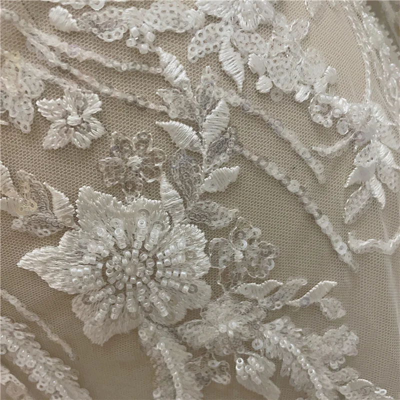 Beaded Africa l high quality 2022  Luxury wedding Fabric Off White Sewing Embroid0ery Dubai Lace Sell By Yard