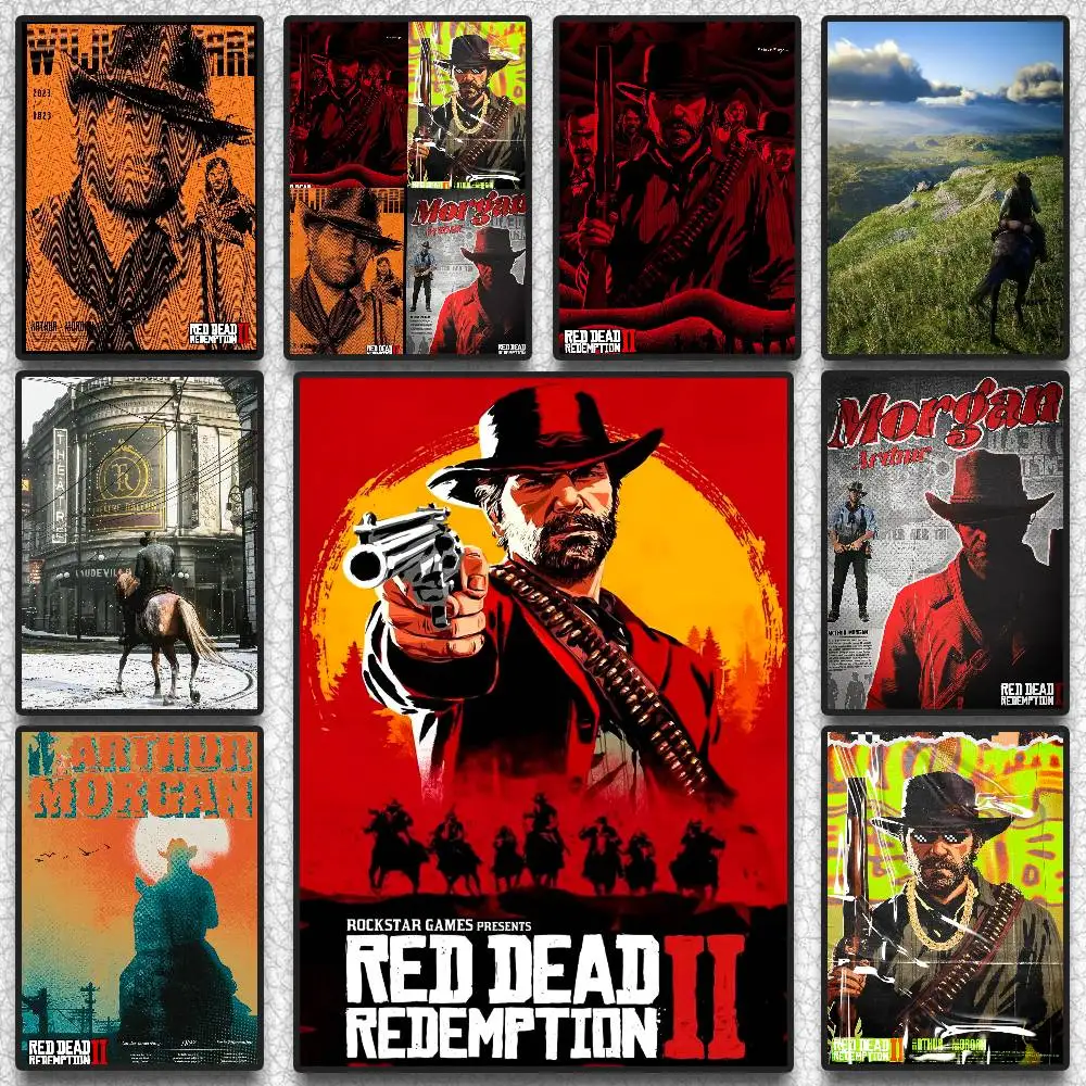 ملصق R-Red Dead R-RedemptionS عالي الدقة جدار لاصق مقاوم للماء لغرفة المعيشة المنزلية وغرفة النوم والديكور الجمالي