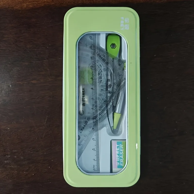 7-Piece Compass And Ruler Sets Triangle Ruler Protractor Rubber Student Exam Specific Ruler Box Set Ruler Set Tool School Starts