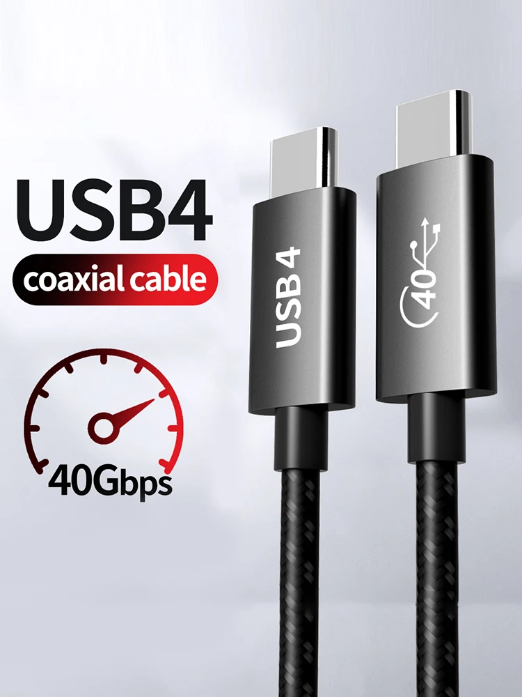 USB4 Dual Head Type-c Screen Projection Data Cable 100W Coaxial 40Gbps Transmission Compatible With Mobile Phones and Computers