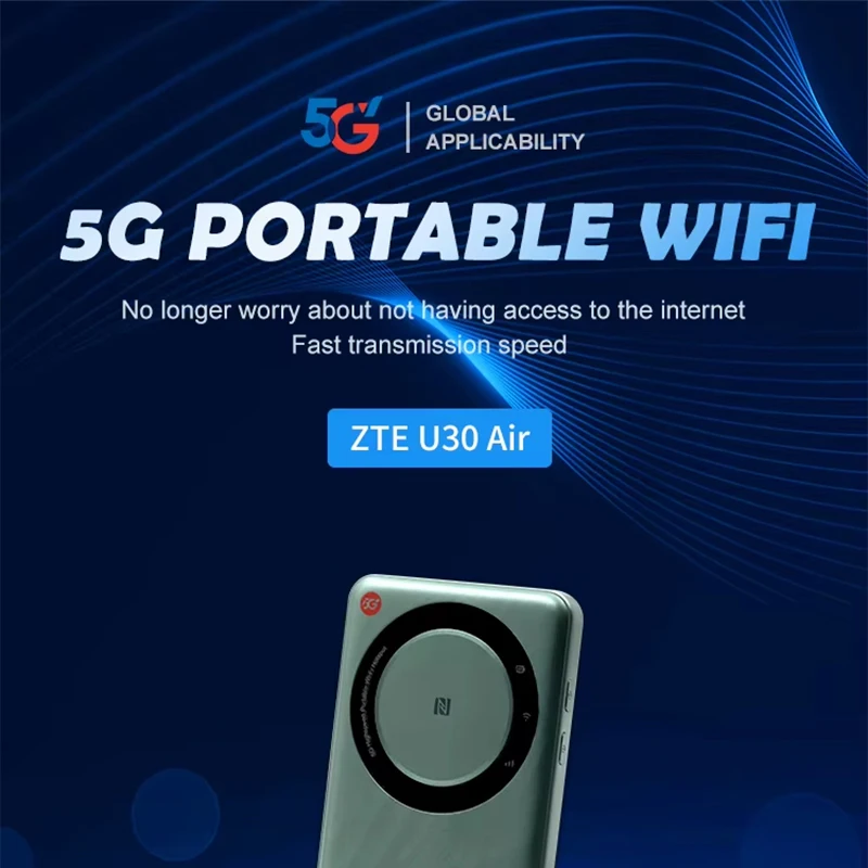 Portable ZTE 5G MiFi U30 Air USB 3.0 Type-C 802.11ac 5GHz 867Mbps 4G LTE Wireless Hotspot 5G NSA SA Sim Card Mobile Router NFC