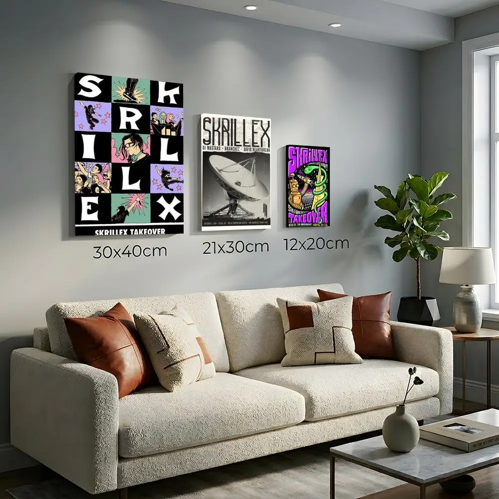 s-Skrillex EDM Producer Painting Calligraphy Pintura a óleo emoldurada de alta definição para quarto, café ou como presente