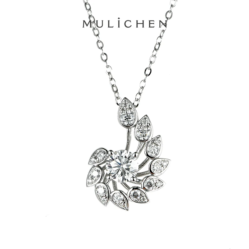 

MULICHEN D Color 1ct Moissanite Diamond Pendant Necklace 925 Pure Silver Jewelry Certified Selling New In Necklace For Women