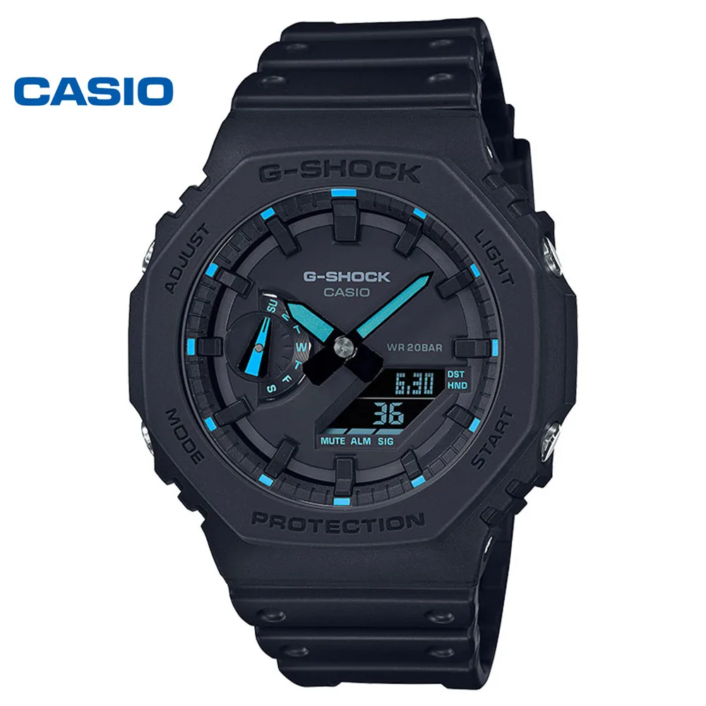 Casio GA-2100 series men's watch octagonal carbon fiber waterproof sports electronic watch G-SHOCK neon series multi-function