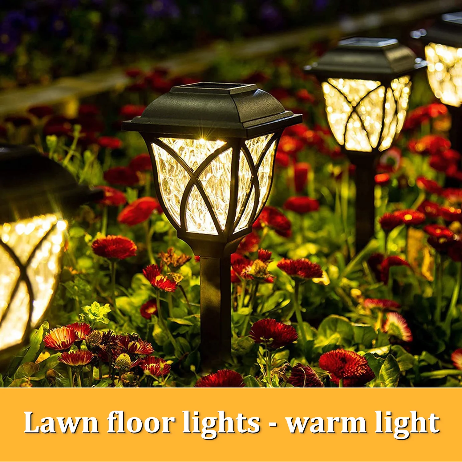 Solar Pathway Lights Outdoor Solar Yard Lamp RGB Color Changing/Warm White IP67 Waterproof LED Solar Lights for Garden Path
