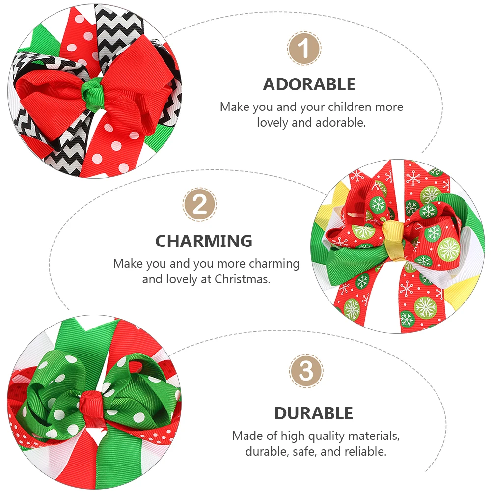 

8 Pcs Christmas Hair Clips Accessories for Girls Party Bows Korean Version Xmas Fabric Baby Bow-knot