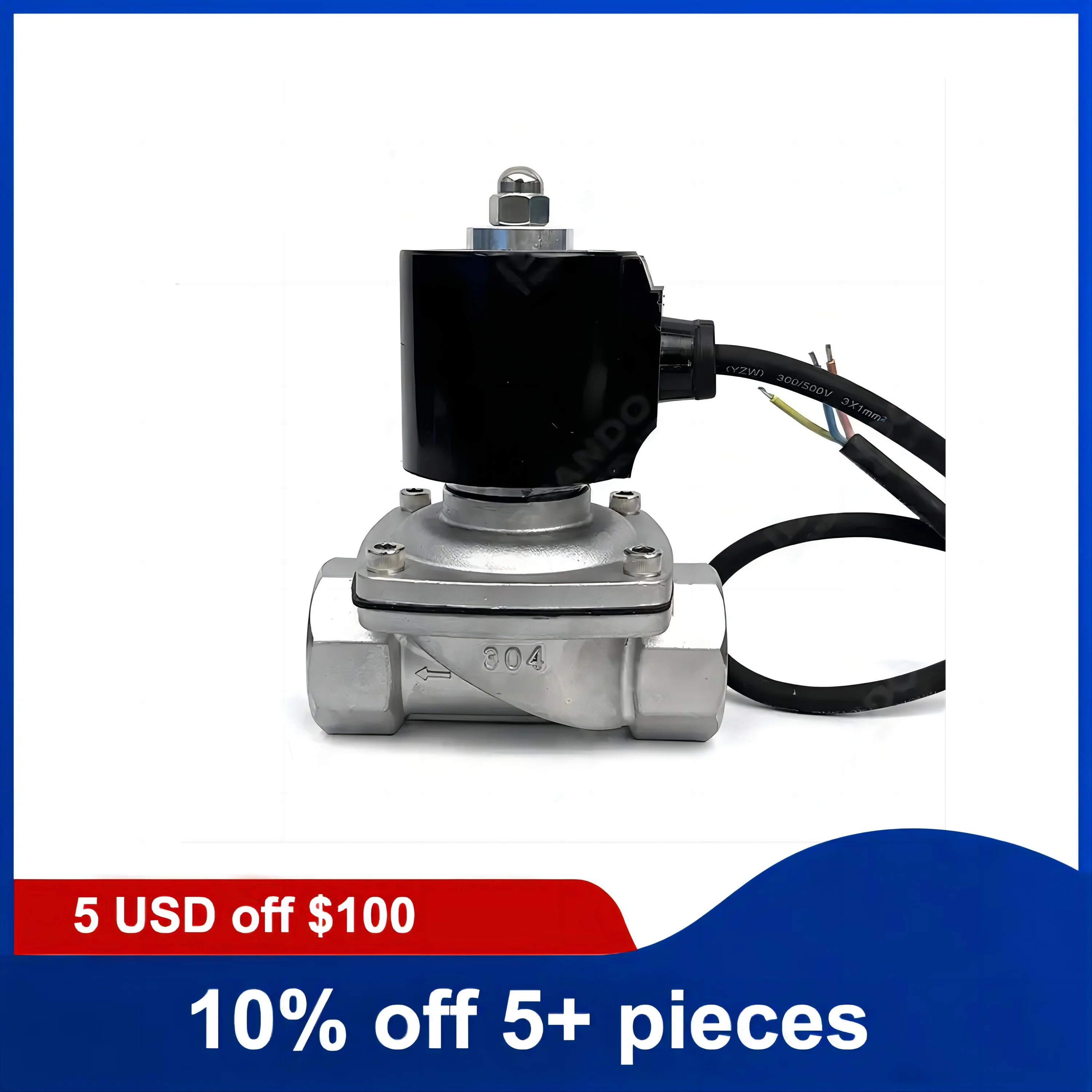 

1''2A-25B Stainless Steel Normally Closed Fountain Solenoid Valve 220V 12V 24V Solenoid Valve For Underwater