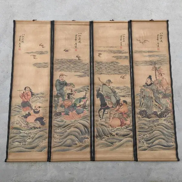 

ancient calligraphy screens eight immortals crossing the sea hanging home living room decoration middle hall collection