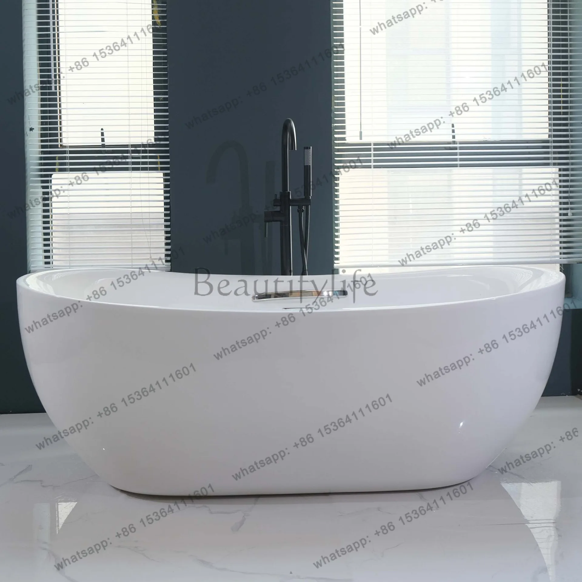 Acrylic Nordic Detached Hotel B & B Villa Adult Oval Bathtub