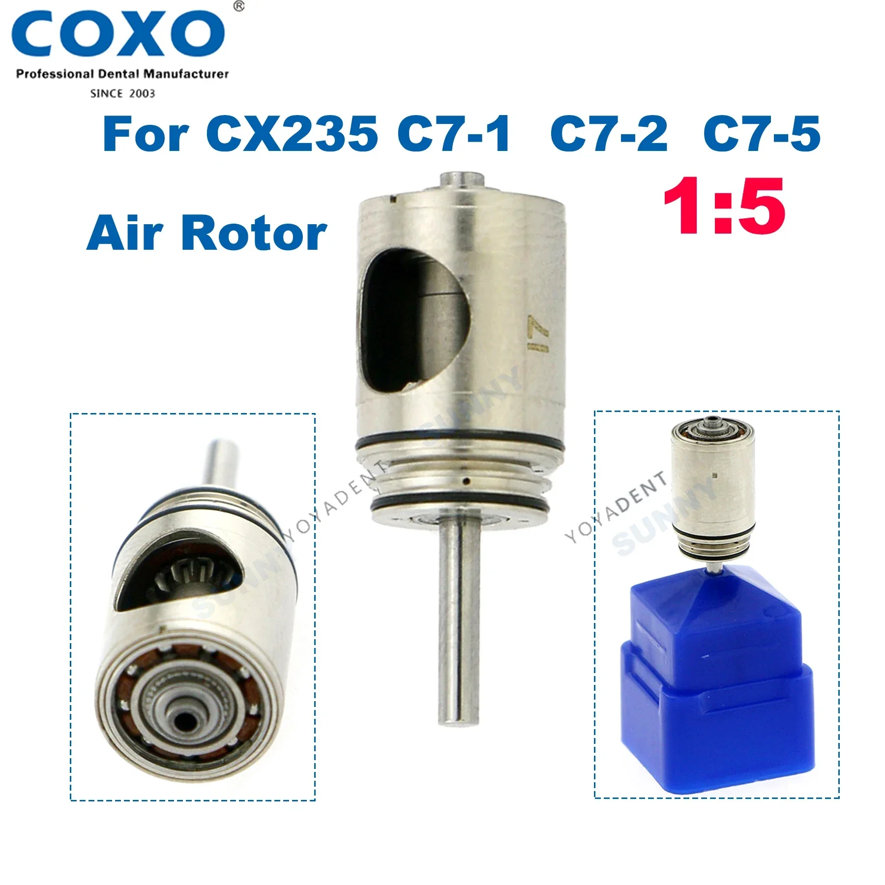 COXO Dental Turbine Cartridge Air Rotor For 1:5 Increase Speed CX235 C7-1 C7-2 C7-5 Low Speed Handpieces Dental Accessories