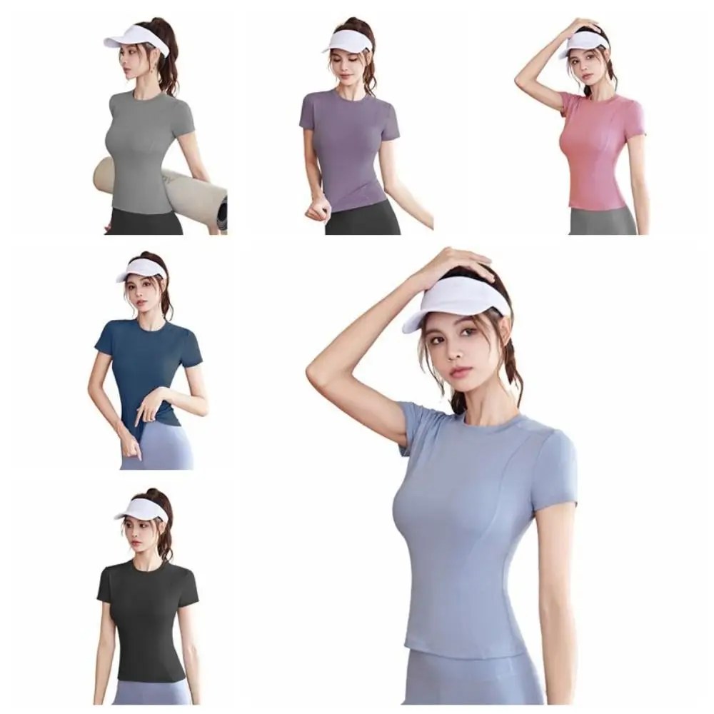 

Athletic Workout Tops Trendy Dry-Fit Slim Fit Summer T-shirt Crewneck Tight Short Sleeve Girls