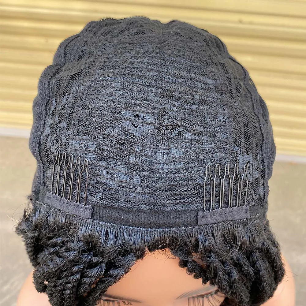 Short Braided Wigs For Black Women Crochet Hair Twist Braided Bob Wig African Synthetic Braiding Hair Wig Bob Extensions Hair