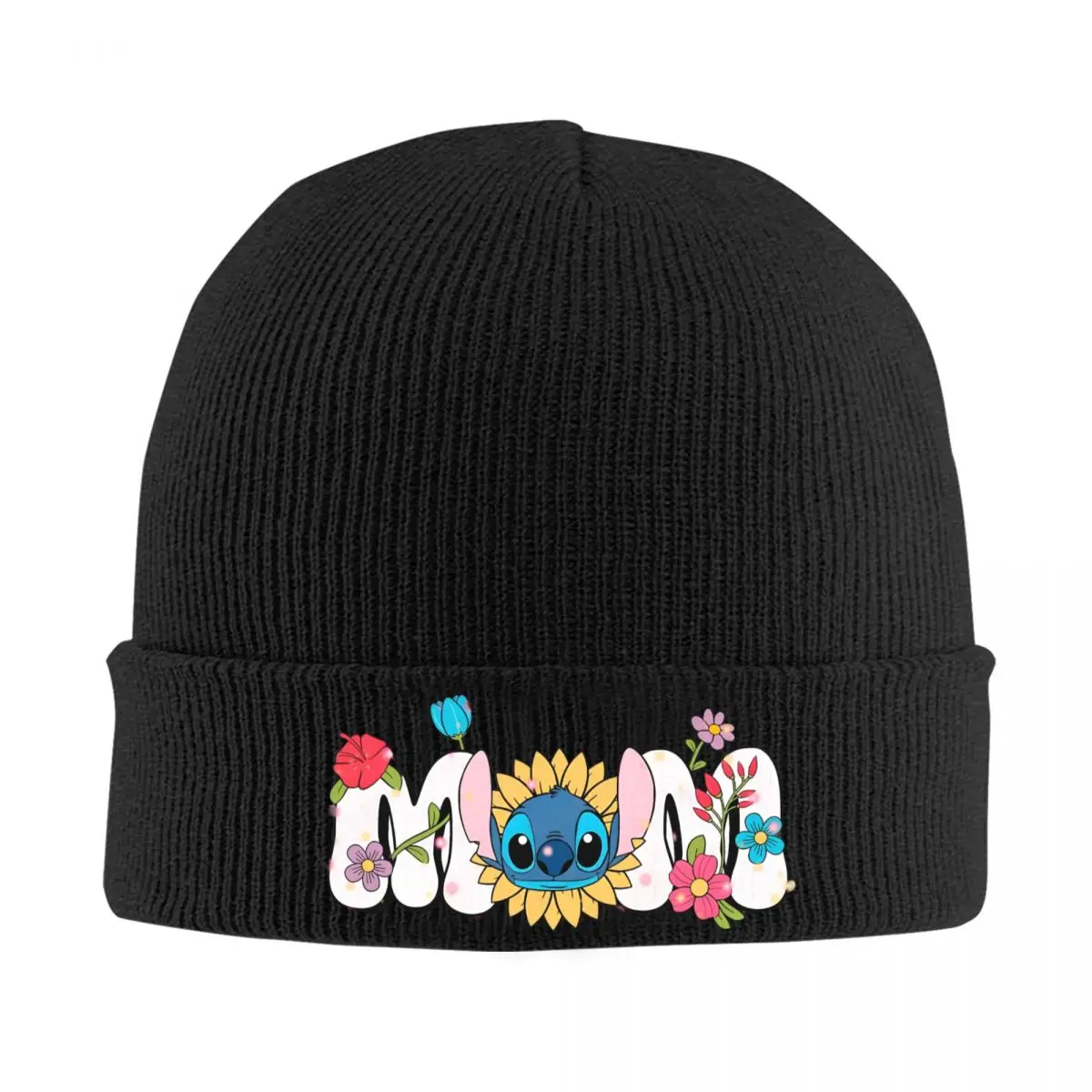 Lilo & Stitch MOM Mother's Day Birthday Knitted Caps Women Men Beanie Autumn Winter Fashion Hat Acrylic Cute Cartoon Warm Cap