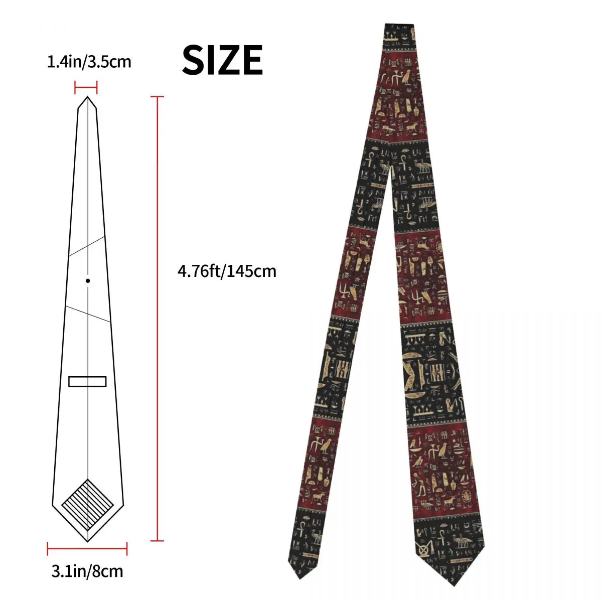 Egyptian Hieroglyphs Necktie Men Polyester 8 cm Classic Ancient Egypt Neck Ties for Mens Accessories Wedding Business