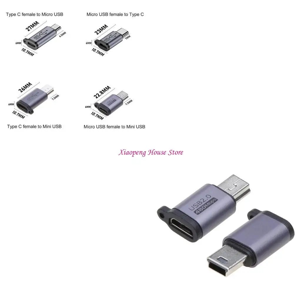 Aluminiumlegierung zu MICRO USB Mini USB-Adapter für Mobiltelefon Tablet Camera 77JC