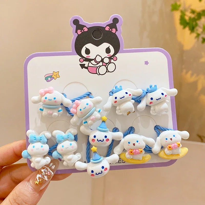 10PCS Sanrio Hello Kitty Hair Rope Suit Miniso Anime Cartoon Cute Kuromi Cinnamoroll Hair Accessories Fashion Girl Holiday Gifts