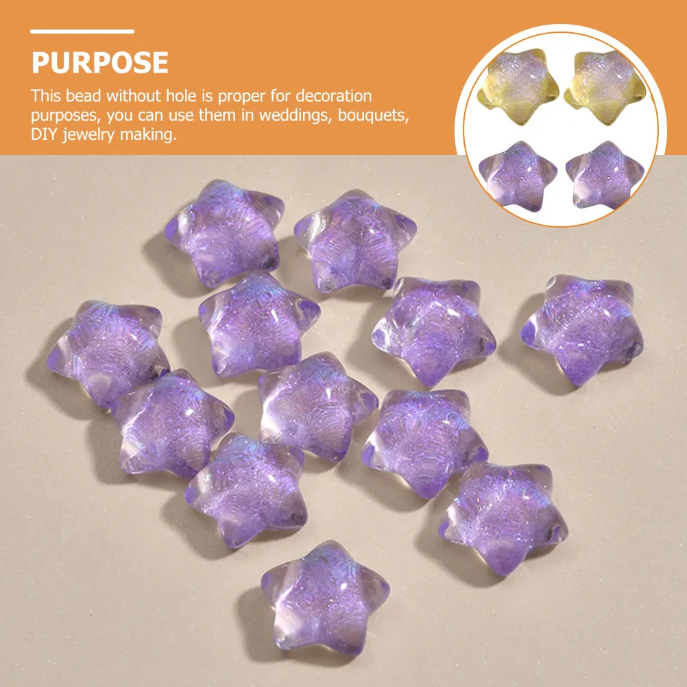 25Pcs Colorful Resin Star Beads for Jewelry Making DIY Crafts Mobile Phone Case Decoration Wedding Bouquet Spacer Beads No Hole