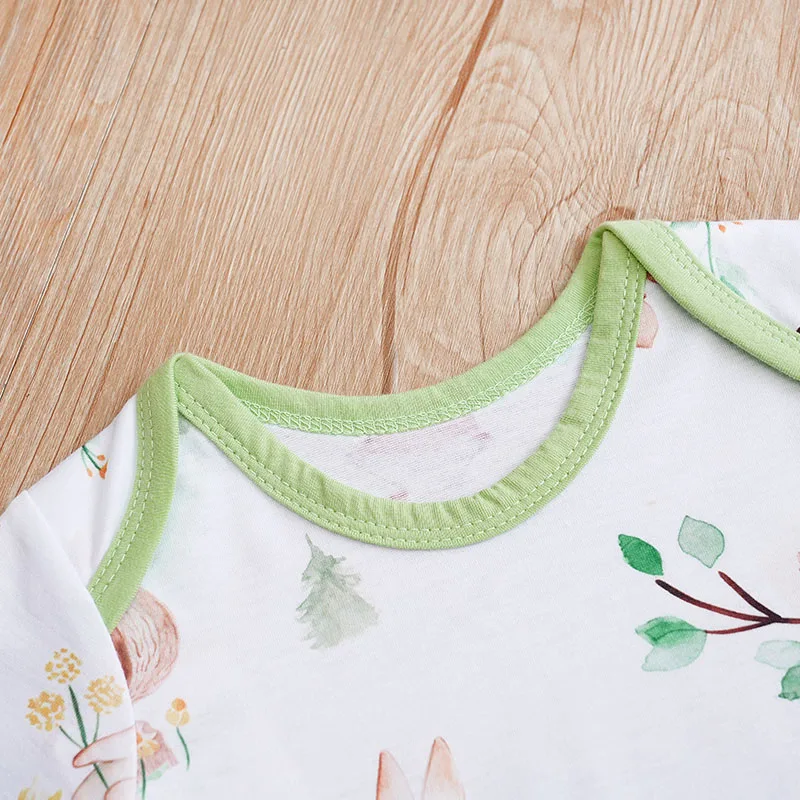 Green fox printed Newborn baby clothes 0-18 months Comfortable with Clothing Infant high quality Summer Short sleeves Jumpsuit