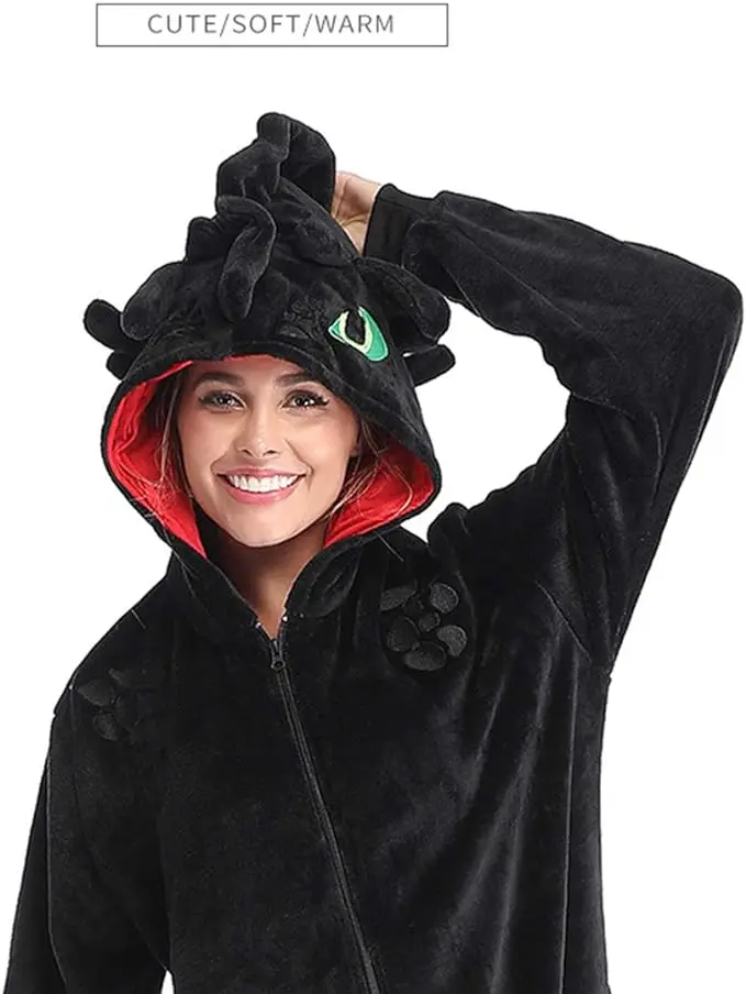 كيفية تدريب التنين الخاص بك بلا أسنان أنيمي تأثيري ازياء الحيوان Kigurumi مقنعين الكرتون نيسيس لحفلة عيد الميلاد والهالوين
