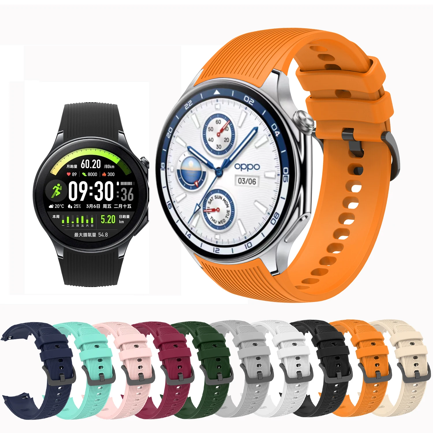 Official Silicone Strap for OnePlus Watch 3 / 2 / 2R Replacement Bracelet Band for Oppo Watch X2/X/4 Pro Watchband Accessories