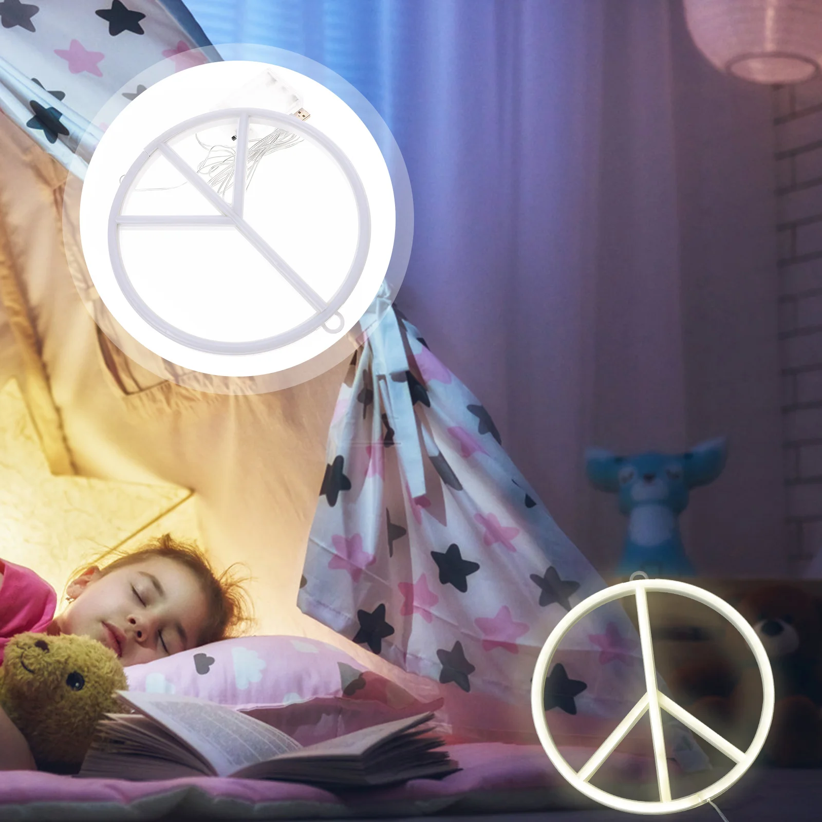 

Peace Symbol Sign Plastic LED Modeling Light Night Lamp Valentine Party Atmosphere Home Decor Plastic Light Luminous