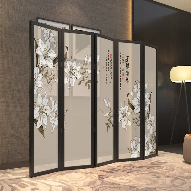 New Chinese folding screen partition living room simple modern movable home blocking tea room decoration orchid folding screen