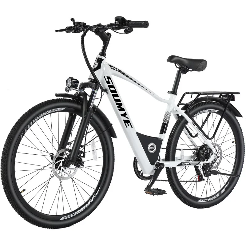 Bicicleta de Montaña eléctrica para adultos, bicicleta eléctrica paso a paso/para desplazamientos de 26 pulgadas con potencia máxima de 540w, batería integrada de 360Wh, pantalla LCD, 7 velocidades