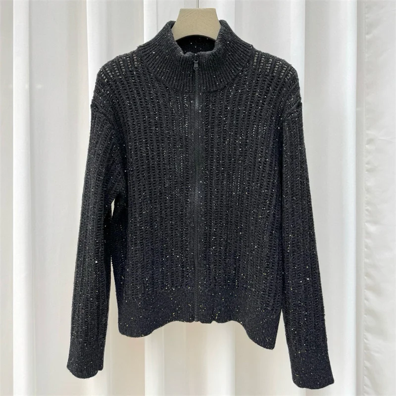 

Cardigan for women New elastic knitted slim long sleeved top for autumn 2025 High quality wool blend Women's sweater Knitwear